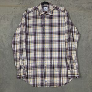 David Donahue Shirt Mens‎ large multicolor Plaid Long Sleeve Button Up